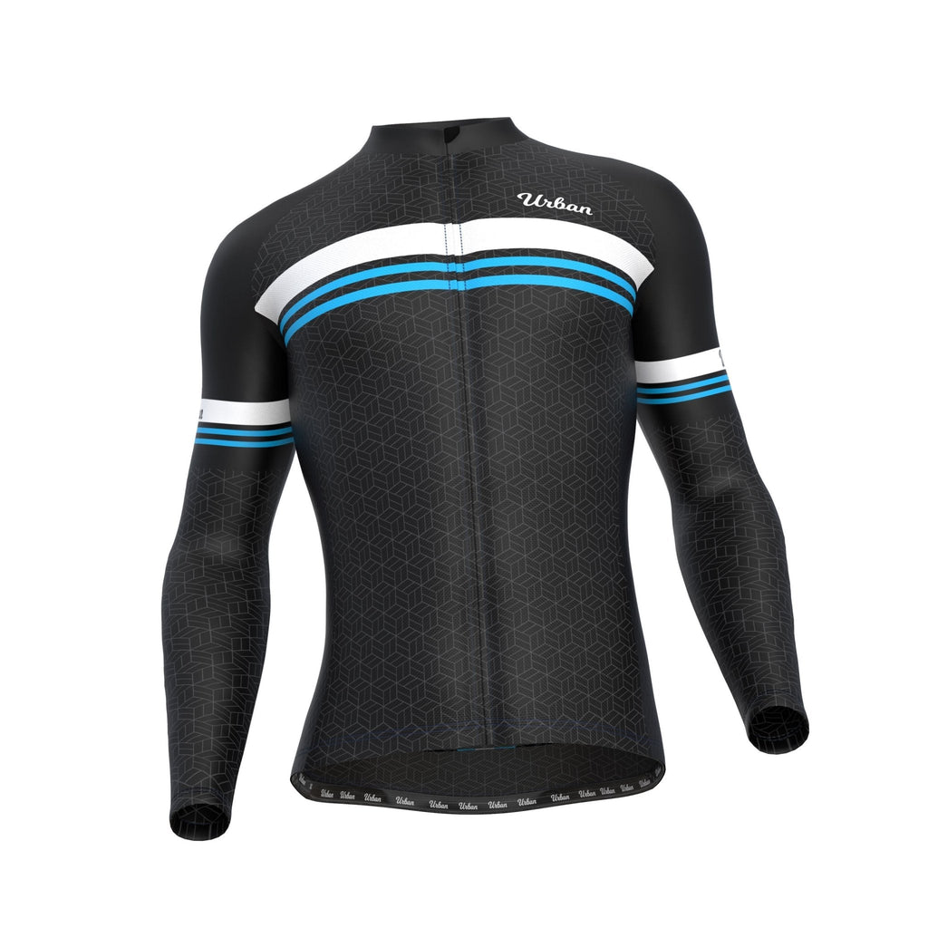 Urban Cycling Men’s Classic Black Long Sleeve Jersey & Cargo Bib Tights Kit – Comfort, Fit, and All-Season Performance