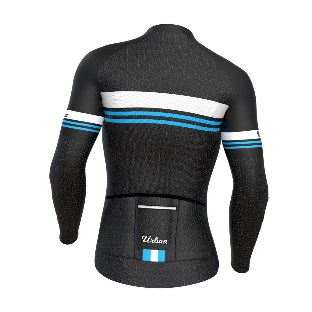 Urban Cycling Men’s Classic Black Long Sleeve Jersey & Cargo Bib Tights Kit – Comfort, Fit, and All-Season Performance
