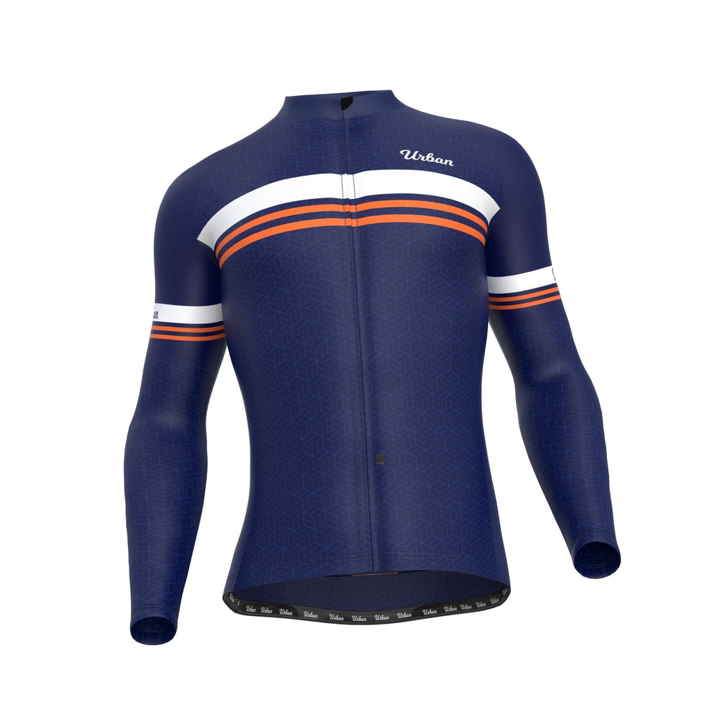 Urban Cycling Men’s Classic Blue Long Sleeve Jersey & Cargo Bib Tights Kit – Comfort, Fit, and All-Season Performance