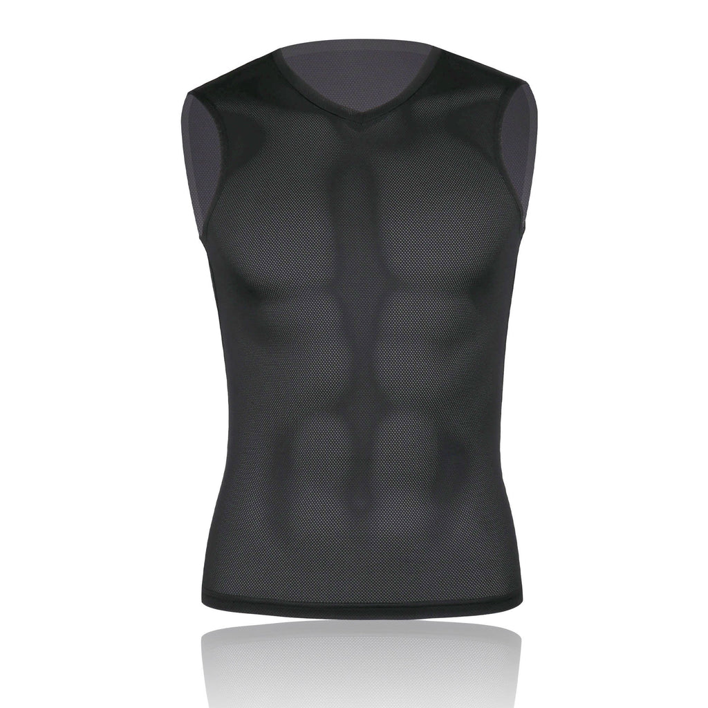 Men's Mesh Base Layer - Black Sleeveless Cycling Undershirt