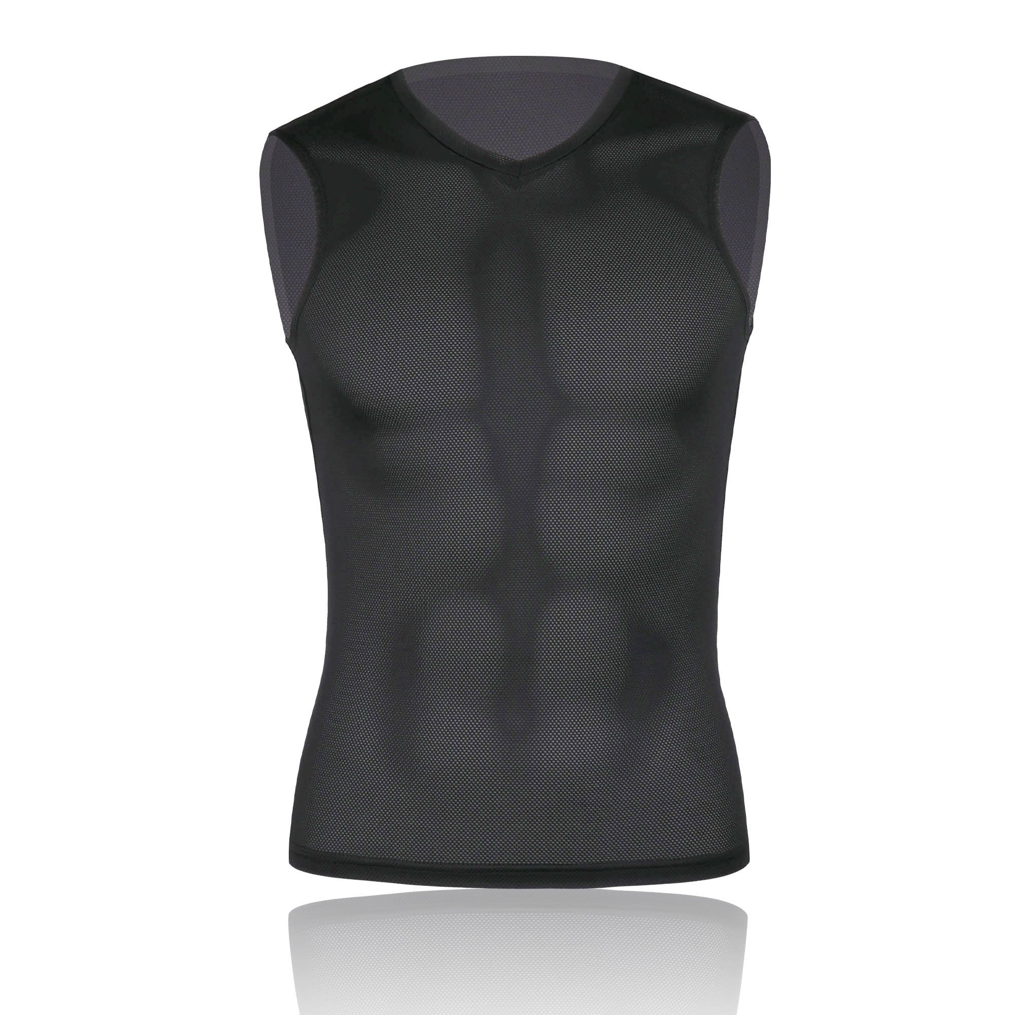 Men's Mesh Base Layer - Black Sleeveless Cycling Undershirt